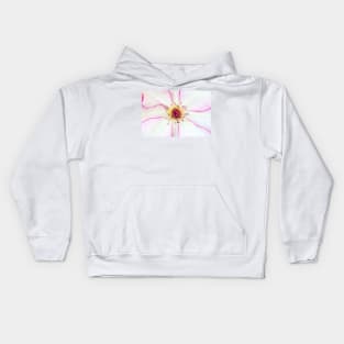 Closeup of pink flower with pink stamens Kids Hoodie